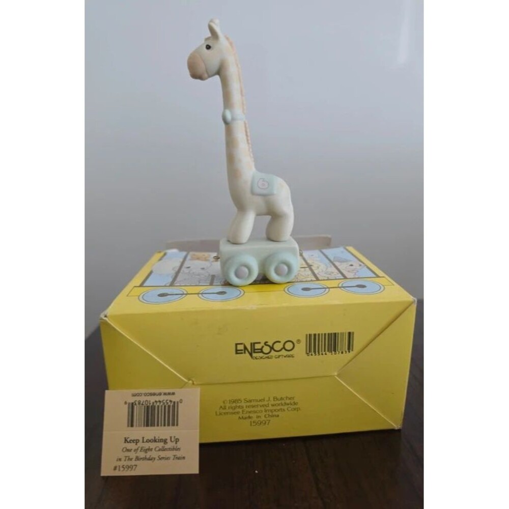 Vtg Precious Moments Age 6 Keep Looking Up Giraffe Birthday Train 15997 Box